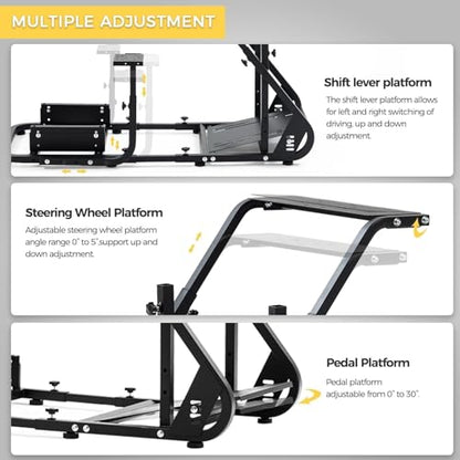 Marada Reinforced Stabilizing Racing Steering Wheel Cockpit Fit for Fanatec | for PXN, for Thrustmaster, for Logitech Device Adjustable Driving Simulator Stand, Wheel Pedal Handbrake Not Included