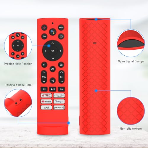 Silicone Case Cover for Hisense Voice Remote ERF3A90 for U7G U8 U9G Series 4K ULED, Black Sleeve - color: RED