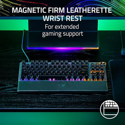 Razer Huntsman V3 Pro TKL Esports Gaming Keyboard: Analog Optical Switches - Razer Snap Tap - Rapid Trigger - Adjustable Actuation - Media Keys & Dial - Doubleshot PBT Keycaps - Wrist Rest - Black - color: Black, size: TKL, style: 1000 Hz Polling