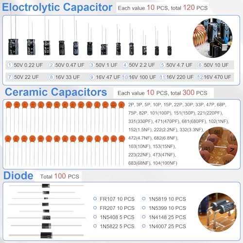 Electronic Component Kit, 1780 Pcs DIY Electronics Kit with Resistors,Capacitor,LED Diodes,Transistors,Dupont Wire,Breadboard,PCB,Potentiometer,Triode,IC,Crystal Oscillator,Buzzer,Switch,Motor,Speaker - style: 1780 Pcs