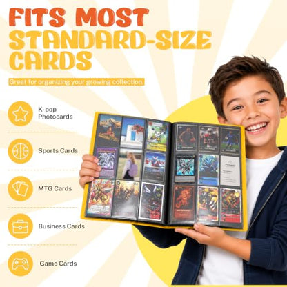 Trading Card Binder, 9 Pocket 20 Pages 360 Cards, Suitable for MTG, TCG(Yellow) - color: Yellow