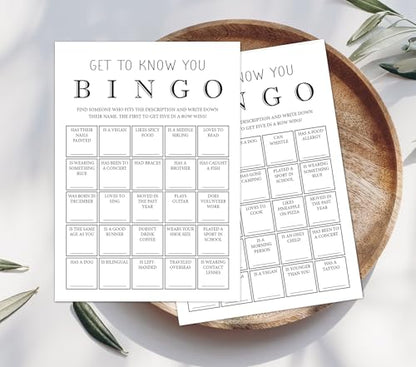InvitationHouse Get to Know You Bingo Cards, Find Someone Icebreaker Game - Set of 30