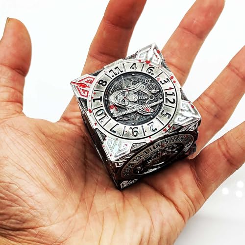 Spinner DND Dice, Rotating Metal Dice Set with 3D Relief Design, Cool Premium Polyhedral RPG Dice for Tabletop Games & Dungeons & Dragons Players(Bloodstain) - color: Bloodstain