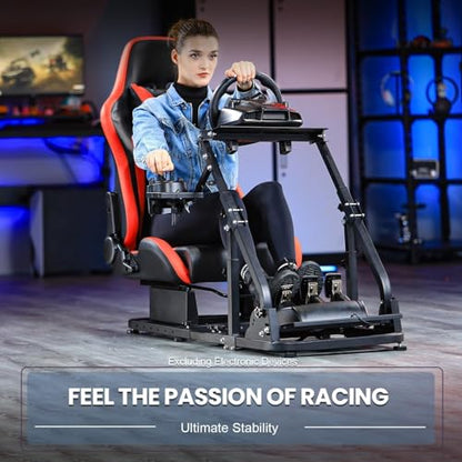 Marada Racing Cockpit with Red Seat Adjustable & Foldable Compatible with Logitech G29, G920, G923, Thrustmaster T80, T150, Wheel, Pedals and Shifter Not Include
