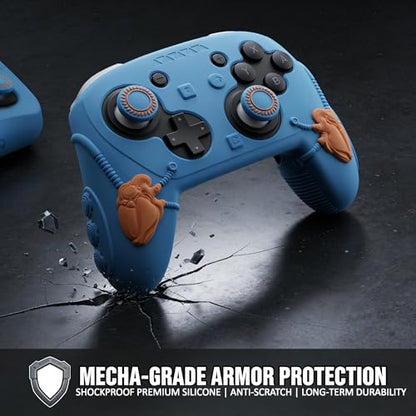 Steelheart Mecha Controller Cover, Non-Slip Soft Silicone Skin for Nintendo Switch 2 Pro, with Thumb Grips (Coastal Blue) - color: Coastal Blue