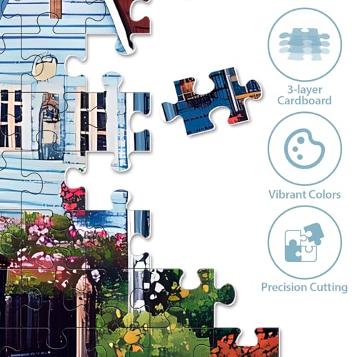 500 Pieces Puzzle for Adults, Town Horse House Puzzle, Recycled Cardboard Jigsaw Puzzles 500 Pieces for Adult, Challenging Puzzles Game Home Decor Birthday Party Gift Toy Seniors 20.5 * 15 in - style: Town