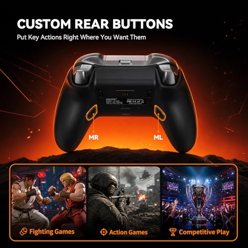 Aolion gaming K30 TMR Wireless Gaming Controller for Switch, PC, iOS & Android, TMR Joysticks (No Drift), Hall Effect Triggers, Switchable ABXY Buttons, Back Buttons & RGB Lighting - color: Black