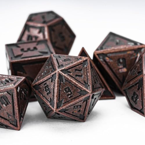 UDIXI Metal Dice Set D&D RPG Metal DND Dice Set for Tabletop Game (Copper) | 7-Pieces, Lozenge Pattern, Zinc Alloy Material, Gorgeous Gift Case, DM Gift, for Dungeons and Dragons Role Playing Games - color: Copper