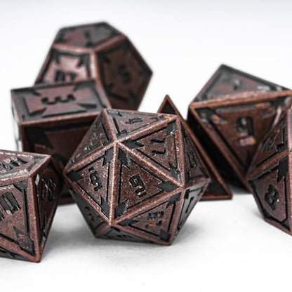 UDIXI Metal Dice Set D&D RPG Metal DND Dice Set for Tabletop Game (Copper) | 7-Pieces, Lozenge Pattern, Zinc Alloy Material, Gorgeous Gift Case, DM Gift, for Dungeons and Dragons Role Playing Games - color: Copper