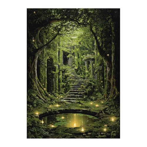 Katomula 100 Card Sleeves for MTG with 100 Inner Sleeve, Textured Back Art Sleeves, Fit Standard Size Cards - Forest - color: Forest