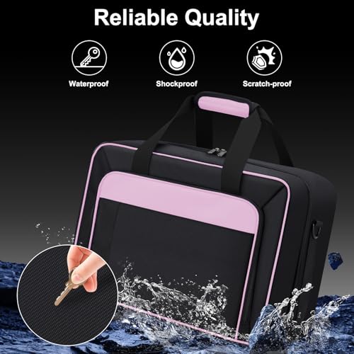GDNasist Carrying Case Compatible with PS5/PS5 Pro/PS5 Slim, Pink | Travel Thickened Protective Bag Compatible with Playstation 5 Console, Headset, PS5 Controller, Game Discs and Accessories - color: Pink