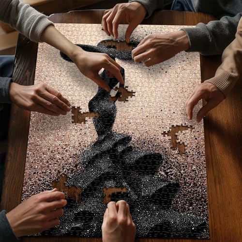 Impossible Puzzles for Adults 1000 Pieces, PICKFORU Black Women Aesthetic Art Puzzle, Beauty Elegant Lady Diamond Aesthetic Art Challenge Jigsaw Puzzle - style: Brilliant Elegant Puzzle