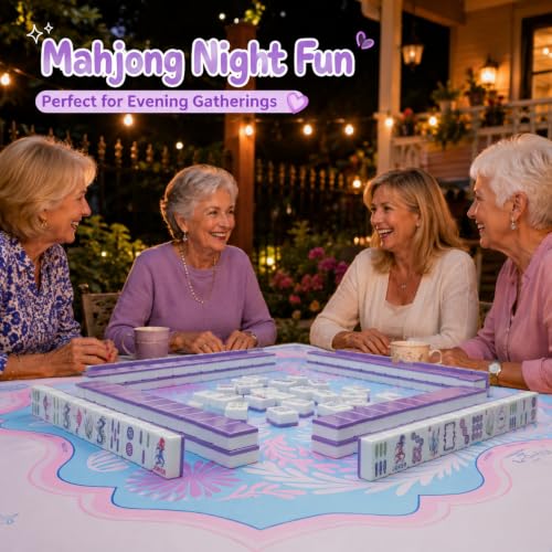 Purple American Mahjong Set, 168 Premium Melamine Tiles with 12 Jokers, Luxury Gift Box Mahjongg Set for Women, Moms & Grandmas, Portable Board Game for Girls’ Night & Weekly Clubs - color: Purple
