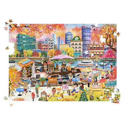 HUADADA 1000 Piece Puzzle for Adults-Autumn Book Boat | Eco matte oil print, eye strain relief, tight puzzle piece fit, vibrant colours,gifts for men women - color: Autumn Book Boat