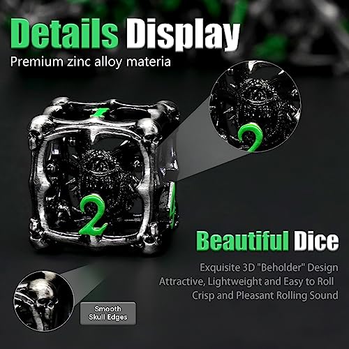 Beholder Dice Set DND, Dragon Eye Dice, ZHOORQI 7PC/Set Polyhedral Dices for Dungeons and Dragons, RPG, Eye Monster DND Gifts（Eye -Green Number） - color: Eye- Green