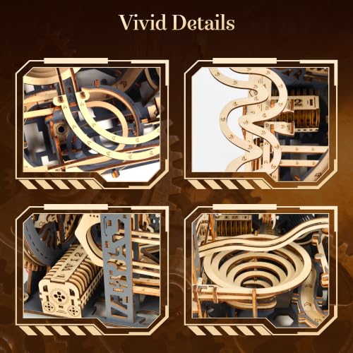 3D Wooden Puzzle for Adults, Marble Run Mechanical Model Kit with Gear Driven Ball Track, DIY Wooden Building Set, Brain Teaser STEM Craft Gift for Men, Women and Puzzle Lovers - color: Zxm-520-362pcs
