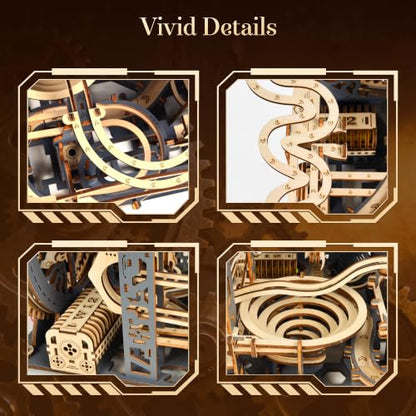 3D Wooden Puzzle for Adults, Marble Run Mechanical Model Kit with Gear Driven Ball Track, DIY Wooden Building Set, Brain Teaser STEM Craft Gift for Men, Women and Puzzle Lovers - color: Zxm-520-362pcs