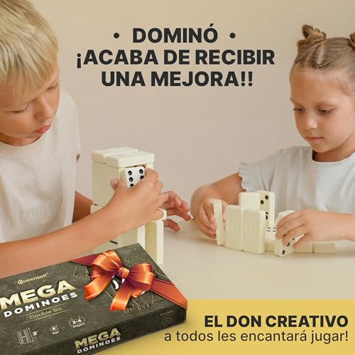 Mega Large 3" Dominoes Set for Adults and Kids – Dominoes Double 6 Classic Board Games – Double Six Domino Set with 28 Tiles and Gift Case, Juegos de Mesa (MEGA) - style: MEGA