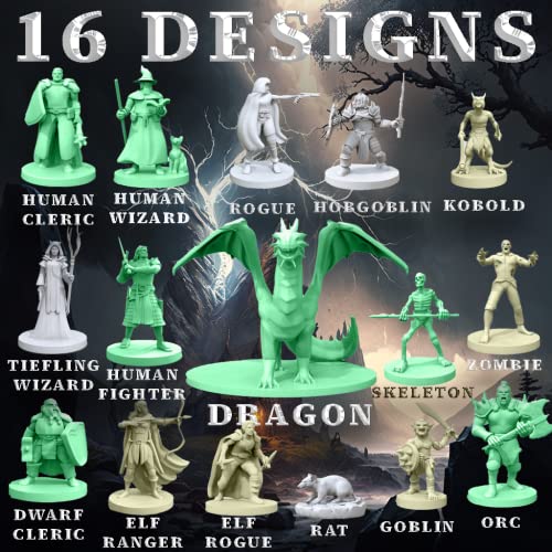 Mythical Heroes Mini Figure Set for RPGs - 93 Pcs in 16 Designs - Heroes and Monsters - Suitable Size for DND