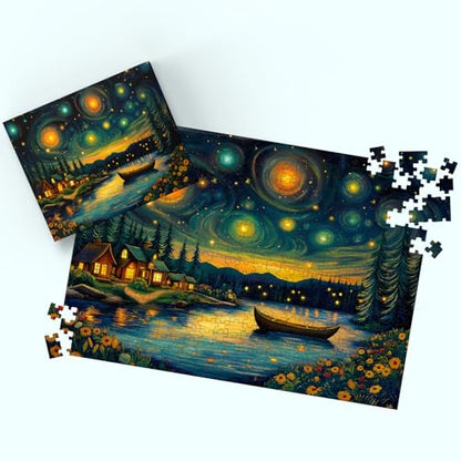 Puzzles for Adults 500 Pieces, Starry Night Jigsaw Puzzles - Starry Enchanted Forest, Impossible Landscape Puzzle for Seniors Families,20.47x14.96 inches, 1:1 Poster, Letter on The Back - style: Starry Enchanted Forest
