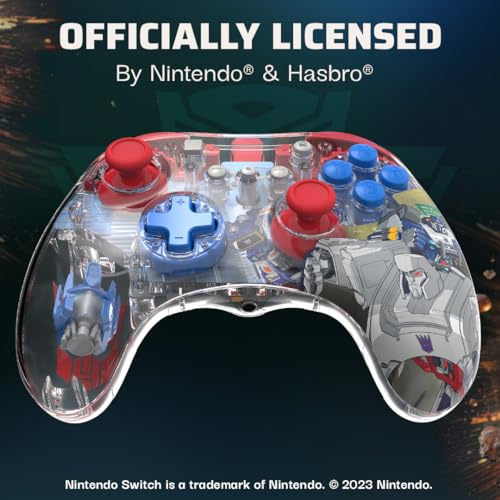 PDP REALMz Nintendo Switch Pro Controller, Customizable LED Lighting, 3.5mm Headphone Jack, Officially Licensed by Nintendo and Hasbro, Transformers: Optimus Prime City Battle - color: Optimus Prime