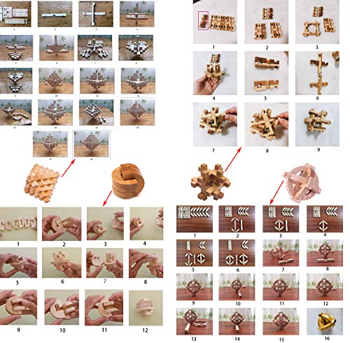 18 Pack Large Wooden Brain Teaser Puzzles Wooden Burr Puzzles Brain Teaser Puzzle with Gift Packing Box Magic Puzzle Games Toys Stocking Stuffers Party Favors for Kids and Adults (Natural Wood) - style: Natural Wood