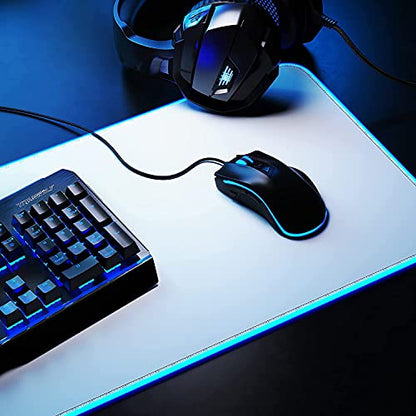 – RGB Gaming Mouse Pad XXL - Gaming Mouse Pad - 800x300 mm - 11 LED Colors and Light Effects - Precision and Speed - Rubberized Bottom Side - Washable - for PC and Laptop