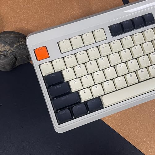 Womier Low Profile Keycaps - PBT Shine Through Keycaps | Keycaps 60 65 75 100 Percent, Retro Keyboard caps Full Size for Cherry MX Switches Mechanical Keyboard, Retro Carbon Color - color: Black Grey