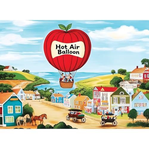 500 Piece Puzzles for Adults, Hot Air Balloon 500 Piece Puzzle, Charming Colorful Houses Jigsaw Puzzles, Relaxing Gifts for Adults, Seniors, Finished Size 20.5” x 15” - style: HOT AIR BALLON