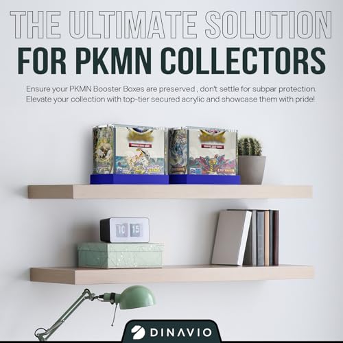 Dinavio Crafthouse PKMN Booster Box Case Acrylic Display - Booster Box Protector Case - 8mm + 5mm Acrylic 5x3mm Magnets - Compatible with PKMN Booster Boxes (Blue Base) - color: Blue Base