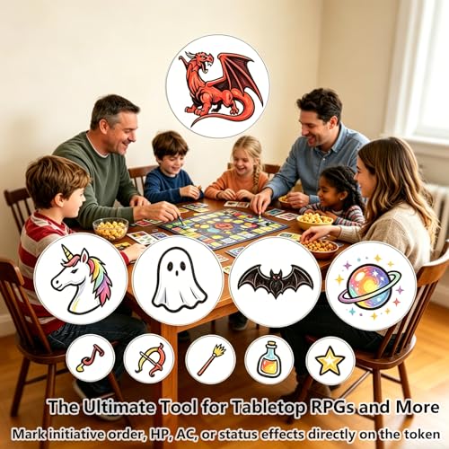 Dry Erase DND Tokens, 65 PCS RPG Set with 2 Erasers, 3 Sizes | Reusable Dry Erase RPG Tokens for DND Combat Tracking, Initiative, Conditions, Effects, MTG Counters, Tabletop Games and DIY