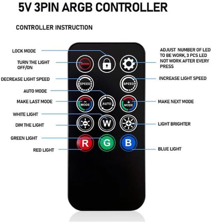 ShakingTank Mini ARGB PC Fans Controller Kit for RGB Case Fans, PC ARGB LED Strip，14 Key-17Key Remote Control Switch Colors Fan - style: 14 KEY ARGB PC Fans Controller Kit