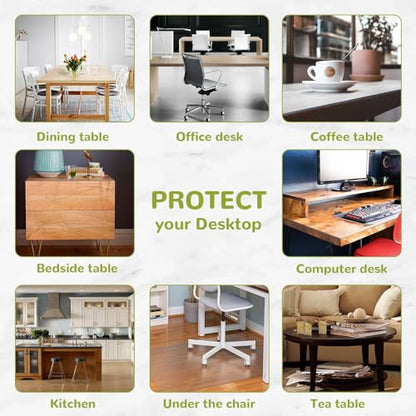 12 x 60 Inch Clear Table Cover Protector, 2mm Thick Clear Desk Mat, Plastic Table Cover, Vinyl Table Protector, Desk Mats on Top of Desks - size: 12" x 60"