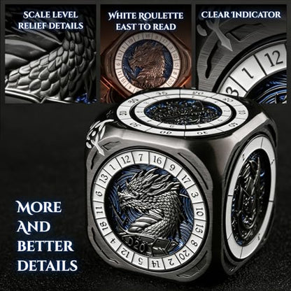 7-in-1 Spinner Dice Cube for D&D, Premium Metal RPG Dice Set with Engraved Fantasy Monsters, Unique Collectible Gift for Dungeons & Dragons Players - color: Spinner Cube Blue