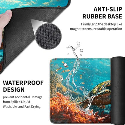 Mouse Pad Desk Mat Ergonomic Wrist Support Pad Set,Mouse Wrist Rest Keyboard Pad with Stitched Edges and Non Slip Base-Sea Turtle - color: Sea Turtle