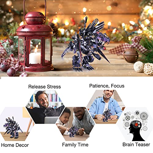 Microworld 3D Metal Model Kits Puzzle, Mechanical Tyrannosaurus Rex Challenge Model Building Kits, Jigsaw Laser Cut Brain Teaser DIY Puzzles for Adults - color: Tyrannosaurus Rex