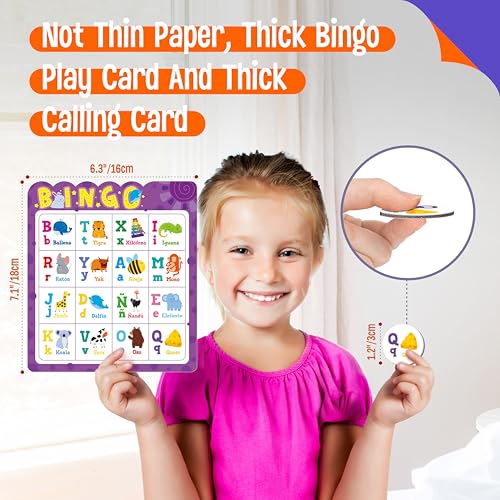SpriteGru Spanish Bingo Game, 12 Bingo Board Spanish Letters, Numbers & Words Vocabulary Game, Early Educational Toys for Learning - Ages 4 and up, Perfect for Classroom & at Home (Up to 12 Players) - style: Spanish Alphabet Number Bingo Game