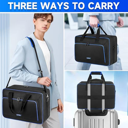 Carrying Case Compatible with PS5/PS5 Pro/PS4,17 Pockets Travel Storage Bag with Thick Padding Compatible with Playstation 5/PS5 Digital Edition,Controller,Game Discs,Charger & Accessories,Black,Blue | 17 Pockets Protective Storage Bag Compatible with Pla