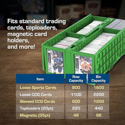 BCW Collectible Card Bin Green | Holds up to 1600 Cards | Plastic Storage Box for Pokémon, MTG & Sports Cards - 6 Pack - size: 6 Pack