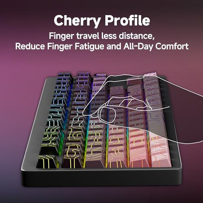 133 Aesthetic Topographic PBT Keycaps, No Tearing, Never Fade & Non-Slip, Modern RGB Backlit Black-to-Pink Gradient Keycaps for Mechanical Keyboard - Ergonomic (Doubleshot, Fit All for MX Layout) - color: Black Pink Gradient
