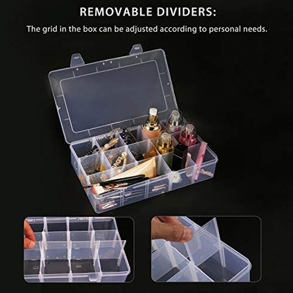 Umirokin 2 Pack 15 Grids Clear Plastic Organizer Box with Adjustable Dividers, Craft Storage Containers for Jewelry, Beads, Screws, Tackle Box, Washi Tapes, Small Parts Organizer for Arts and Crafts - size: 15 Girds 2 Packs