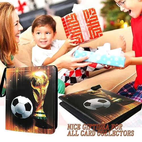 Trading Card Binder 900 Pockets, Soccer Card Binder Holder with 50 Removable Sleeves Fits 900 Sport Cards, Soccer Card Gifts Collector Album with Zipper Storage Display Case - size: 900 Pockets Soccer