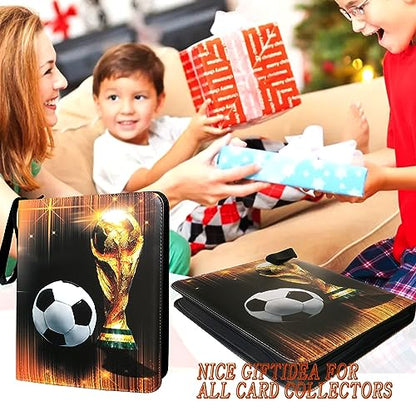 Trading Card Binder 900 Pockets, Soccer Card Binder Holder with 50 Removable Sleeves Fits 900 Sport Cards, Soccer Card Gifts Collector Album with Zipper Storage Display Case - size: 900 Pockets Soccer