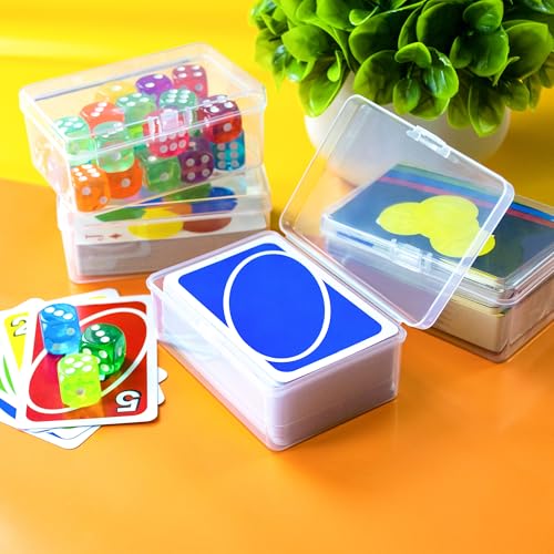 JINUPHION 4 Pcs Playing Card Case, Works for 112 Standard UN* Cards And Other Same Or Smaller Size Very Well, Plastic Clear Card Deck Box Storage,4 1/2" ×3 1/4" ×1 1/8" (NO Cards) - size: 4 pcs UN*