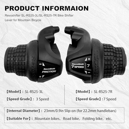 Bike Gear Shifters 3×7 Speed Left SL-RS25 21S Shift Lever Bicycle Twist Grip Thumb Gear Shifter for MTB Folding Mountain Bike - size: RS25-3x7