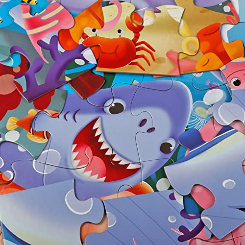 Jumbo Floor Puzzle for Kids,48 Piece Underwater Jigsaw Puzzle Ages 3-8 | Underwater Animal Puzzle,Extra-thick Cardboard,Preschool Learning Toy,35x24 in Completed,Educational Gift for Boys and Girls - style: Underwater
