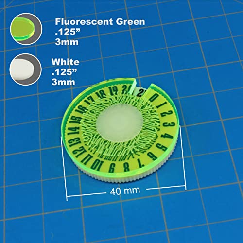LITKO Life Counter Dial 0-21 | Compatible with MTG & D&D | Green | Single 40mm round | Fluorescent, laser-engraved Circuit pattern | Tracks HP, health & resources | No assembly, ready to use - color: Fluorescent Green