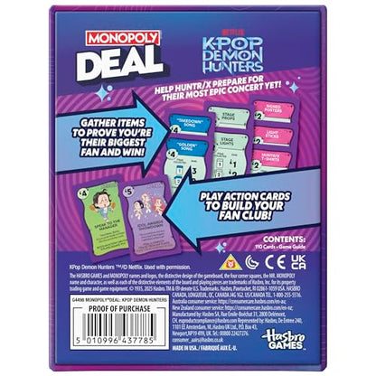 Monopoly Deal: Kpop Demon Hunters Card Game | Family Games for Kids, Tweens, Teens, and Adults | 2-5 Players | 15 mins. | Easter Gifts for Boys and Girls, Ages 8+