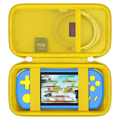 Elonbo Carrying Case for TEBIYOU/ WELLST·G/ TaddToy/ Beijue/ FAMILY POCKET/ CCTU/ X-JOYKIDS/ GREENCREEK/ Beico/ KAVOYI/ GuaiyeyeAP Handheld Game Console, Portable Electronic Gaming Player Bag, Yellow - color: Yellow