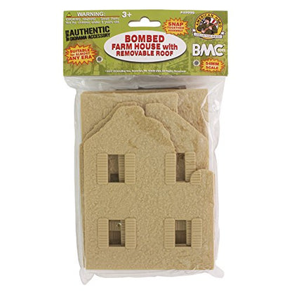 BMC WW2 Bombed French Farm House - Plastic Army Men Playset Accessory - color: Tan